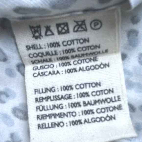 NIP Anthropologie Tindari Shams Cotton Ivory + Gray Scalloped Trim Hand Screened - Picture 9 of 9